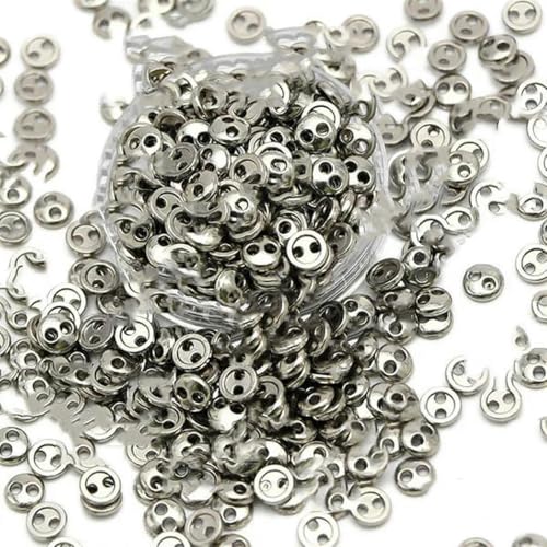 3/4/5 mm Metallknöpfe, 100 Stück, Miniknöpfe für Puppenkleidung, 2 Löcher, Nähknopf für Handarbeiten, runde Schnallen, handgefertigtes Zubehör, von YOLNEY