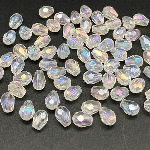 3 * 5 5 * 7 8 * 11mm facettierte Wassertropfen-Kristallperlen zur Schmuckherstellung, Tropfen-Glasperlen, DIY-Armband, Ohrringzubehör, d04ab klar, 5 x 7 mm, ca. 66 Stück von YOLNEY