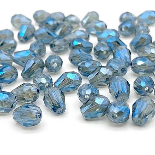 3 x 5 5 x 7 8 x 11 mm facettierte Wassertropfen-Kristallperlen zur Schmuckherstellung, Tropfenglasperlen, DIY-Armband, Ohrringzubehör, D-033ab blau, 5 x 7 mm, ca. 66 Stück von YOLNEY