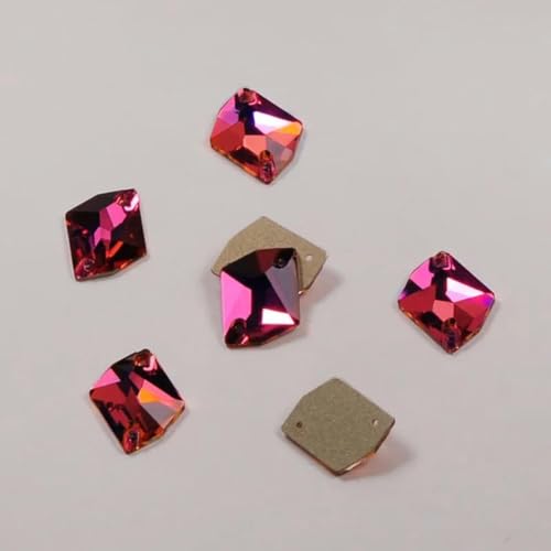 3265 Cosmic Flache Rückseite zum Aufnähen von Kristallsteinen, alle Nähglas-Strasssteine, DIY, lose Strasssteine für Kleider, Handarbeiten, Fuchsia, 13 x 17 mm, 48 Stück von YOLNEY