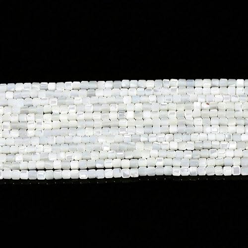 4 x 4,0 mm natürliche weiße Muschelperlen, Perlmutt, zylindrische Form, Perle zur Schmuckherstellung, DIY-Halsketten- und Armbandzubehör, Naturweiß, 3–4,0 mm, 90–100 Stück von YOLNEY