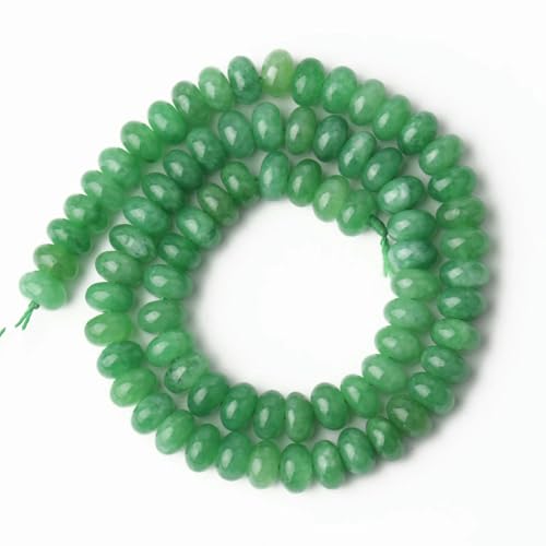 5 x 8 mm Naturstein-Rondellperlen, Turmalin, Citrin, Angelit, Tigerauge, Abakus, Quarz, lose Perlen zum Selbermachen von Armbändern, grüne Jade von YOLNEY