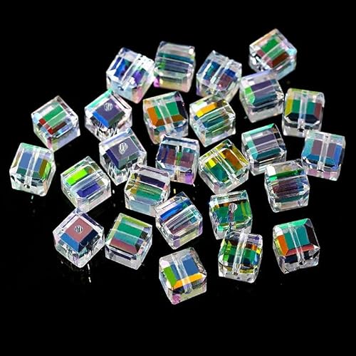 50/100 Stück 4/6/8 mm Kristallperlen AB bunte Würfelperlen zur Schmuckherstellung Glasperlen DIY Armband Ohrringe Halskette-6-4,0 mm-100 Stück von YOLNEY