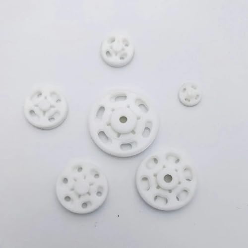 50 Sets runde, durchsichtige Druckknöpfe, Puppenkleidungsverschlüsse, DIY, Nähen, Basteln, Scrapbooking-Zubehör, Schwarz, 7–21 mm, Weiß, 10 mm von YOLNEY