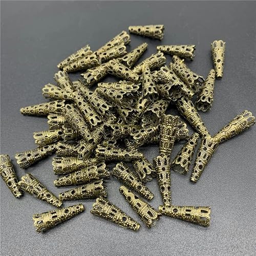 50 Stück 20 x 8 mm Schmuckzubehör Legierung Perlenkappe Antike Charms Blumenform Anhänger für die Schmuckherstellung DIY Ohrring Halskette-Bronze von YOLNEY