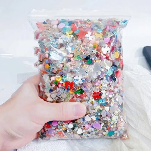 500–600 Stück gemischte Nagelkunst-Anhänger in Schleifenform, 50 g/Beutel, Schleife aus Kunstharz, 3D-Strass, DIY-Maniküre-Zubehör-ZCF133-MIX (50 g) von YOLNEY