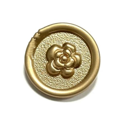 6 Stück 23,0 mm Metallperle Fünf-Buchstaben-Blumen-Nähknopf für Kleidungsmantel-Rock-Accessoires Gold-H-23,0 mm von YOLNEY