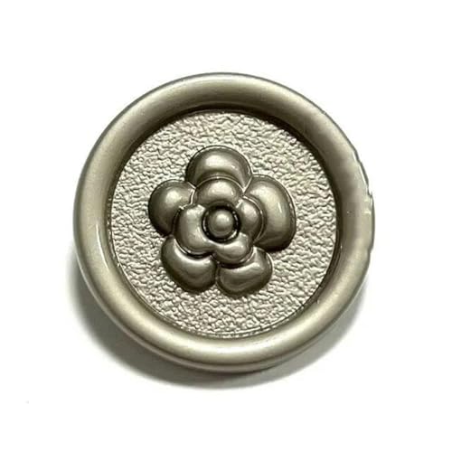 6 Stück 23,0 mm Metallperle Fünf-Buchstaben-Blumen-Nähknopf für Kleidungsmantel-Rock-Accessoires Gold-I-23,0 mm von YOLNEY