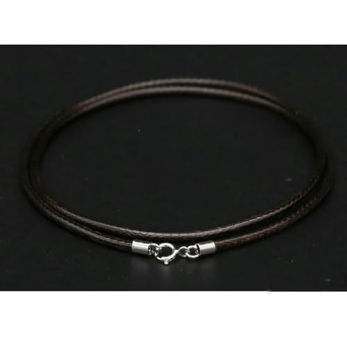 925 Silber Nadelschnalle Schwarzes Lederband Wachsseil Gliederkette Choker Halskette Herrenschmuck zur Herstellung von Anhängern-Kaffee 1,5mm-60 cm von YOLNEY