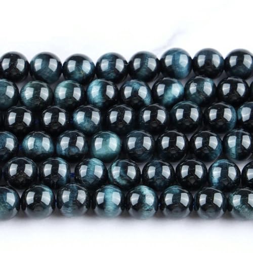 AA Natürlicher blauer Tigerauge-Perlenstrang, 15 Zoll, zur Schmuckherstellung, Armbänder, DIY-Zubehör, 4 6 8 10 12 mm & DIY-Blauer Tigerauge-12 mm (31–33 Stück) von YOLNEY