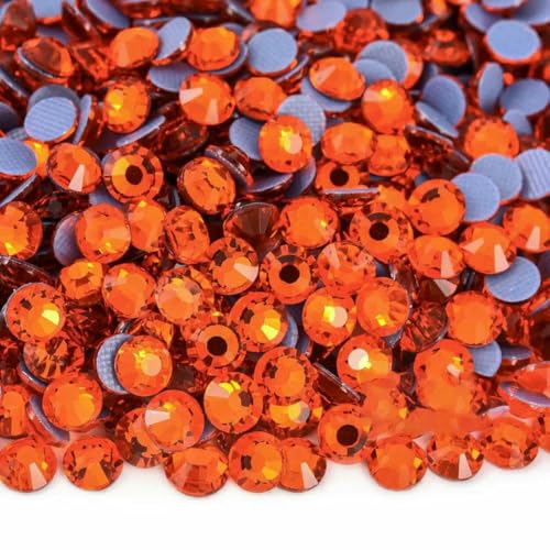 AAAA-Qualität, 6 Größen, rote Serie, Farbe zum Aufbügeln, Strasssteine, bessere Glas-Hotfix-Kristalle zum Nähen von Kleidungsstückdekorationen, Orange, SS6 – 1440 Stück von YOLNEY