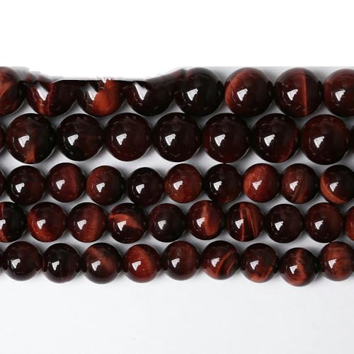 AAAAA Naturstein Gelbes Tigerauge Runde Perle 15" Strang 4 6 8 10 12 14 16 18 20 mm Größe wählbar zur Schmuckherstellung-Rotes Tigerauge-20 mm 18 Stück Perle von YOLNEY