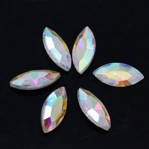 Alle Größen, 24 Farben, funkelnde Pferdeaugen, Kristall-Strass-Edelsteine, Bastelperlen für Schmuck, Kleidung, Nagelkunst-Zubehör, transparent, 3 x 11 mm, 20 Stück von YOLNEY