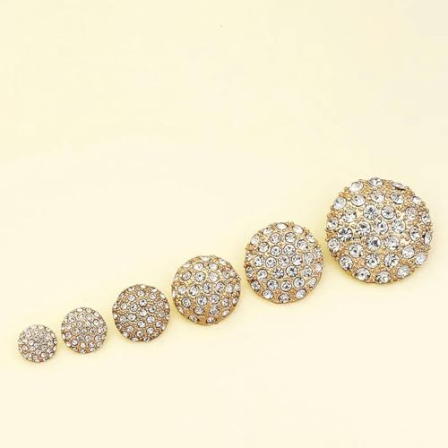 Exquisite Luxus-Rhindiamonds-Metallknöpfe in Gold-Silber, 6 Stück, Strass-Knöpfe zum Selbermachen für Hochzeitsdekoration, ML-2-167-1-38 mm von YOLNEY