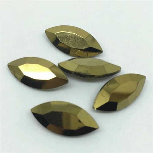 Fancy Stone Colors Pointback Horse Eye Glaskristalle Strasssteine 3x6 4x15 5x10,6x12,7x15,9x18,13x27,17x32mm-Gold Hämatit-6x12mm 200 Stück von YOLNEY