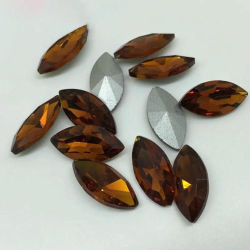 Fancy Stone Colors Pointback Horse Eye Glaskristalle Strasssteine 3x6 4x15 5x10,6x12,7x15,9x18,13x27,17x32mm-Rot Kaffee-17x32mm 70 Stück von YOLNEY