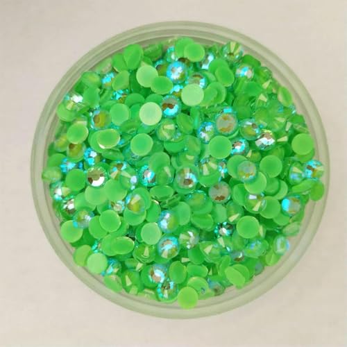 Farbe AB Fluoreszenz Aurora Glas Nicht Hot Fix Strasssteine SS6-S20 Nagelkunst Dekorationen Aufklebbare Strasssteine Leuchtend-Grün AB-Mix S6-30 10 Gramm von YOLNEY