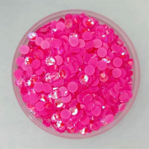 Farbe AB Fluoreszenz Aurora Glas Nicht Hot Fix Strasssteine SS6-S20 Nagelkunst Dekorationen Aufklebbare Strasssteine Leuchtend-Rose AB-ss20-1440 Stück von YOLNEY