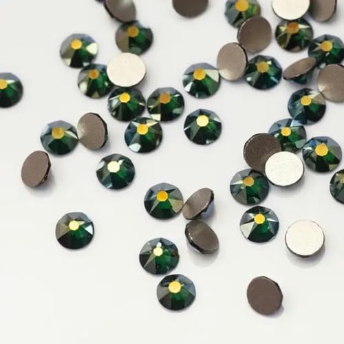Farbeffektfarbe, 8 große 8 kleine Facetten, KEINE Hotfix-Strasssteine, Glas-Nagelkunst-Strasssteine für die Dekoration von Kleidung, Smaragd AB-SS20, 1440 Stück von YOLNEY