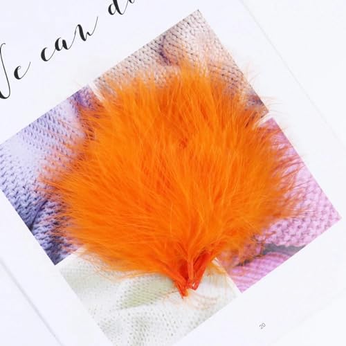 Flauschige Truthahnfedern zum Basteln, für Hochzeits- und Partydekoration, farbenfrohes Näh- und Kleideraccessoire, 7–12 cm, 100 Stück, China, Orange, von YOLNEY