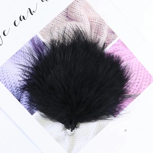 Flauschige Truthahnfedern zum Basteln, für Hochzeits- und Partydekoration, farbenfrohes Näh- und Kleideraccessoire, 7–12 cm, 100 Stück, China, Schwarz von YOLNEY