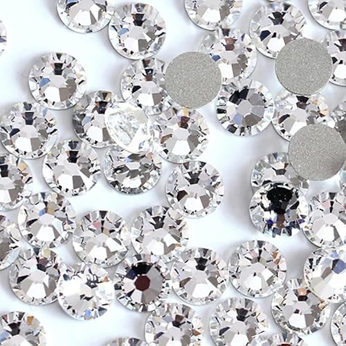 Glitzerkristall AB, nicht Hot Fix-Strasssteine, Kristall, flache Rückseite, Strass-Nägel, Kristalle für Nagelkunst, Nagel-Charms, Kleid, B-02009-Kristallklar-SS10-1440 Stüc von YOLNEY