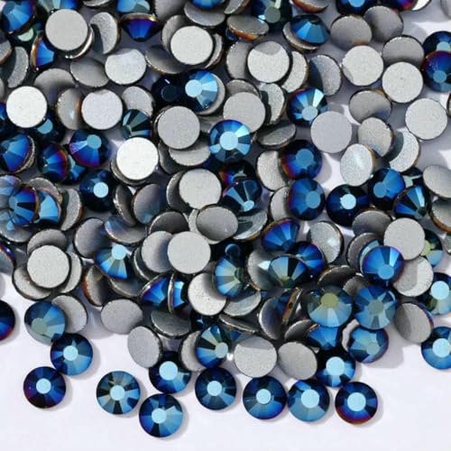 Glitzernde Strasssteine der Blue-Serie, nicht Hot Fix, flache Rückseite, Strasssteine und Stoff-Strasssteine für Nageldekorationen, Antikblau, SS30, 288 Stü von YOLNEY