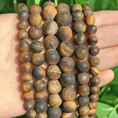 Großhandel 4–14,0 mm natürliche schwarze vulkanische Lava Stein Runde Perlen 15" Pick Größe für Schmuck machen DIY Armband-Matte Tiger Eye-4,0 mm 95 Stück Perlen von YOLNEY