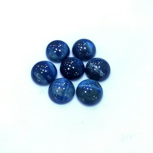 Großhandel 5 Stück/Los Natürliche blaue Tigerauge-Perlen-Cabochons 6 mm, 8 mm, 10 mm, 12 mm, 16 mm, runder Edelstein-Cabochon für Schmuckring-Gesicht, 8 mm, 5 Stück von YOLNEY