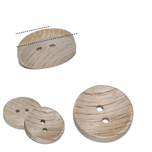 Holzknöpfe mit Kastanienholzstruktur in Naturfarbe, 15–20 mm, zum Nähen, Scrapbooking, für Kleidung, handgefertigt, 2 Löcher, Knopf, 30 Stück – MT320–18 mm von YOLNEY