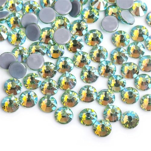Hotfix-Strasssteine in 30 Farben, Kristall-AB-Mix, Glas, zur Dekoration von Kleidungsstücken, flache Rückseite, zum Aufbügeln, Strasssteine, Peridot AB-ss16, 1440 Stück von YOLNEY