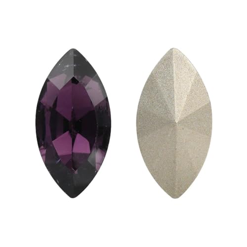 K9 Glassteine Pointback Pferdeauge Edelstein Kristall Strass Perle für DIY Nagelkunst Aufkleben Strass Kleidungszubehör-Amethyst-7x15mm-10Stk von YOLNEY