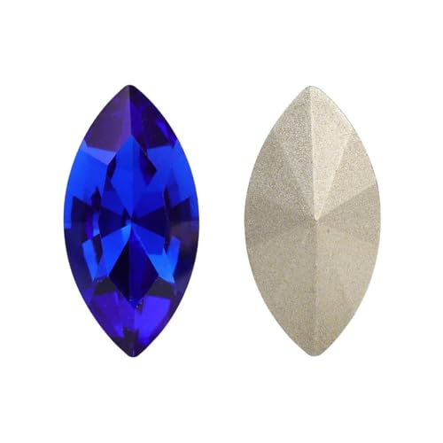 K9 Glassteine Pointback Pferdeauge Edelstein Kristall Strass Perle für DIY Nagelkunst Aufkleben Strass Kleidungszubehör-Capri Blau-5x10mm-10Stk von YOLNEY