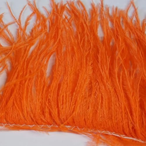 Lederband mit rosa Straußenfedern, 8–22 cm, Straußenfedernbesatz zum Nähen von Kostümkleidern, dekoratives Gefieder, orange, 10–15 cm von YOLNEY