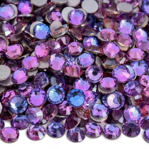 Lila Samt, gemischte Größen, nicht Hotfix-Strasssteine, Glitzer-Strasssteine, Kristall-Strass-Diamant-Nagel-Charms, Nagelkunst-Dekorationen-Traum-Lavendel-SS4-1440 Stück von YOLNEY