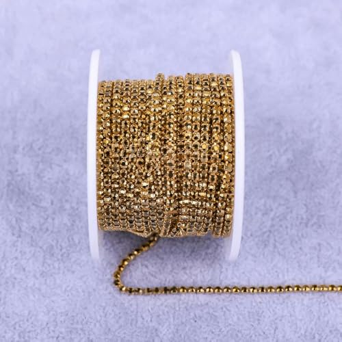 Mineralische Strass-Cup-Kette aus Gold und Silber, Glaskristall-Strassbesatz für DIY-Kleidungsdekoration-Gold Gold-SS12-5 Yards von YOLNEY