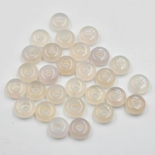 Mode Naturstein gemischte runde Charms Big Hole Perlen 10mm x 5mm für Schmuck machen 50 Stück/Los Großhandel-weißer Achat-10mm von YOLNEY