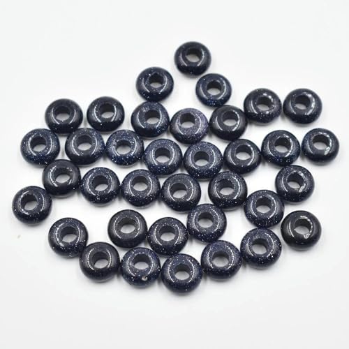 Mode Naturstein gemischte runde Charms Big Hole Perlen 10mm x 5mm für Schmuckherstellung 50 Stück/Los Großhandel-Blauer Sand-10mm von YOLNEY