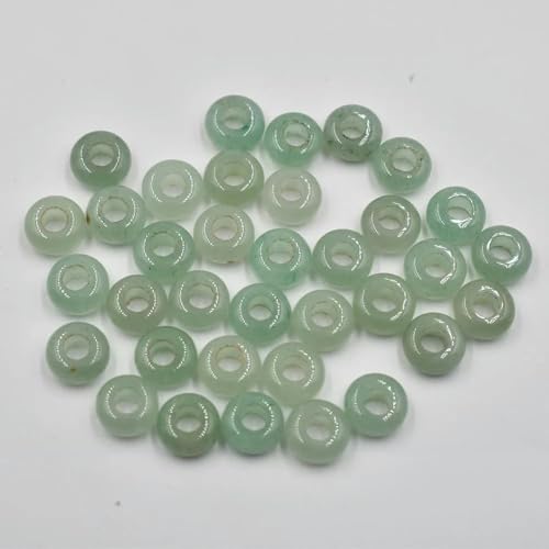 Mode Naturstein gemischte runde Charms Big Hole Perlen 10mm x 5mm für Schmuckherstellung 50 Stück/Los Großhandel-Grüner Aventurin-10mm von YOLNEY