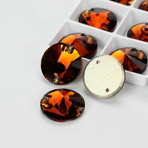 Nähsteine in Glaskristallform, flache Rückseite, zum Aufnähen von Strasssteinen für Kleidungsstücke, Taschen, T259 Mandarine, 18 Stück, 18 mm von YOLNEY