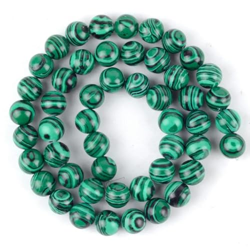 Natürliche Mischung aus Mineralien, Edelsteinen, Achaten, Jade, Tigerauge, Lava, runde Perlen zur Schmuckherstellung, 4–12 mm, Abstandsperlen, DIY-Armbänder, 15 Zoll, grün gestreif von YOLNEY