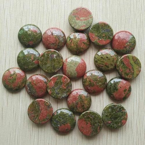 Natürliche Tigerauge Labradorit Quarz rot Stein Runde Cabochon Perlen für Schmuck machen 20mm Großhandel 20 teile/los-Blume grün von YOLNEY