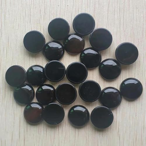 Natürliche Tigerauge Labradorit Quarz rot Stein Runde Cabochon Perlen für Schmuck machen 20mm Großhandel 20 teile/los-schwarz Onyx von YOLNEY