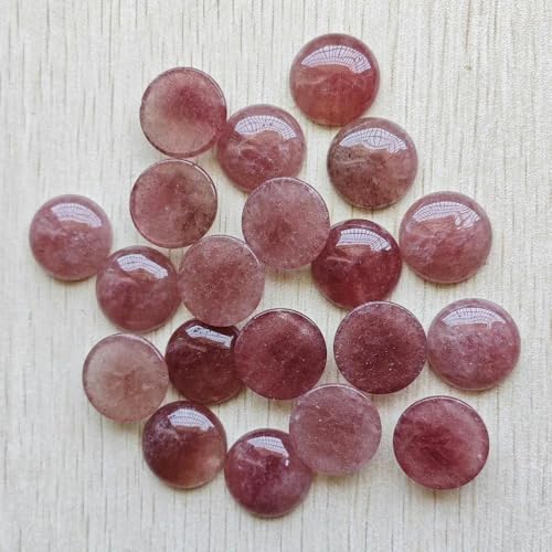 Natürliche Tigerauge Labradorit Quarz rot Stein runde Cabochon Perlen für Schmuck machen 20mm Großhandel 20 Stück/Los-Erdbeere Gold von YOLNEY