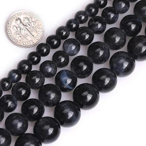 Naturstein, 2 mm, Tigerauge, runde Perlen mit großem Loch, zur Schmuckherstellung, Strang 15 Zoll, DIY-Armband, Halskette, Schmuck, lose Perlen, blaues Tigerauge, 10 mm von YOLNEY