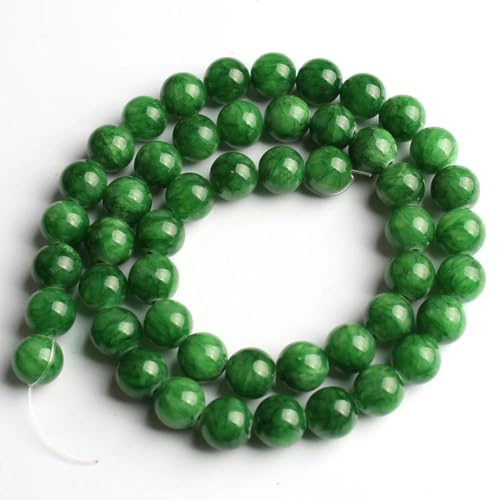 Naturstein, mehrfarbig, Tigerauge, rund, lose Mineralperlen zur Schmuckherstellung, DIY-Armbandzubehör, 15 Zoll, 4 6 8 10 12 mm, dunkelgrüne Jade, 12 mm, ca. 28 Stück von YOLNEY