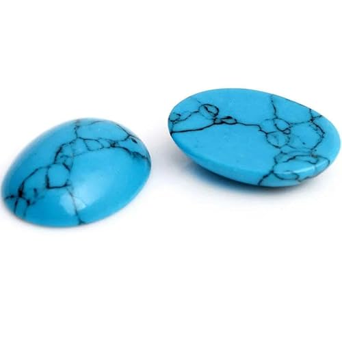 Naturstein-Cabochon-Perlen 4 6 8 10 12 mm ovale Lapislazuli-Achat-Tigeraugen-Karneol-Perlen für DIY-Schmuckzubehör 5 Stück-Blau-Türkis-30 x 40 mm von YOLNEY