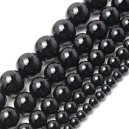 Natursteine, schwarze Achate, Hämatit, Katzenauge, lose Abstandshalter, runde Mineralperlen zur Schmuckherstellung, Handarbeiten, DIY-Armbänder, 15 Zoll, Achat, 6 mm, 61 Perlen von YOLNEY