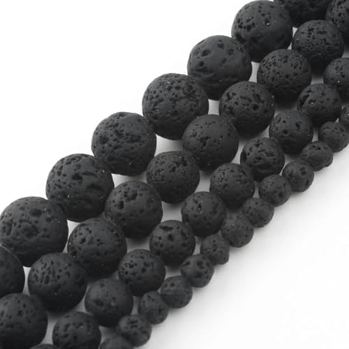 Natursteine, schwarze Achate, Hämatit, Katzenauge, lose Abstandshalter, runde Mineralperlen zur Schmuckherstellung, Handarbeiten, DIY-Armbänder, 15 Zoll, Gummilava, 10 mm, 36 Perlen von YOLNEY