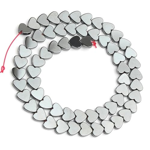 Natursteine, schwarze Achate, Hämatit, Katzenauge, lose Abstandshalter, runde Mineralperlen zur Schmuckherstellung, Handarbeiten, DIY-Armbänder, 15 Zoll – 01 Herz Hämatit – 8 mm, 46 Stück Pe von YOLNEY